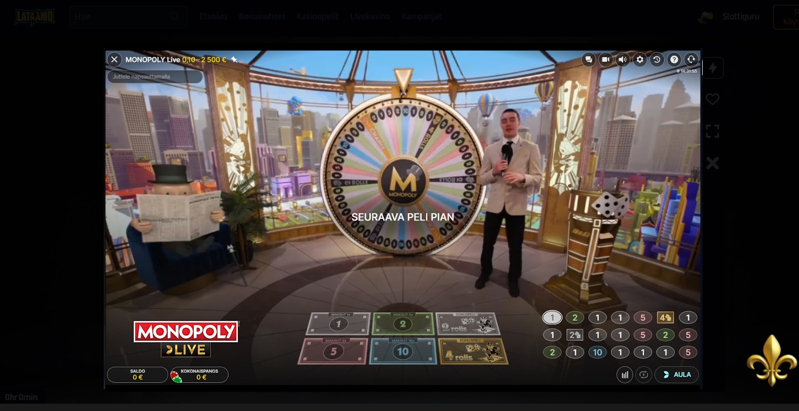 Monopoly Live Lataamo livekasinolla